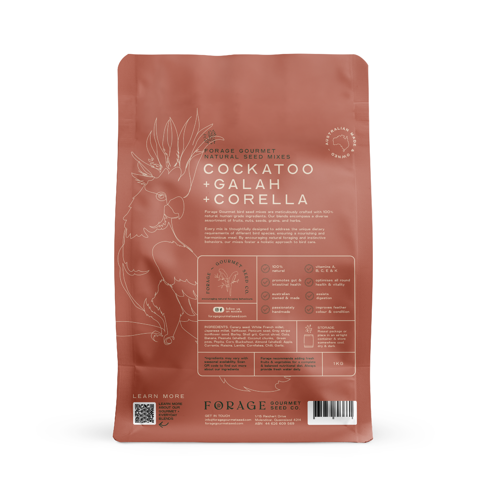 FORAGE COCKATOO, GALLAH & CORELLA 1KG