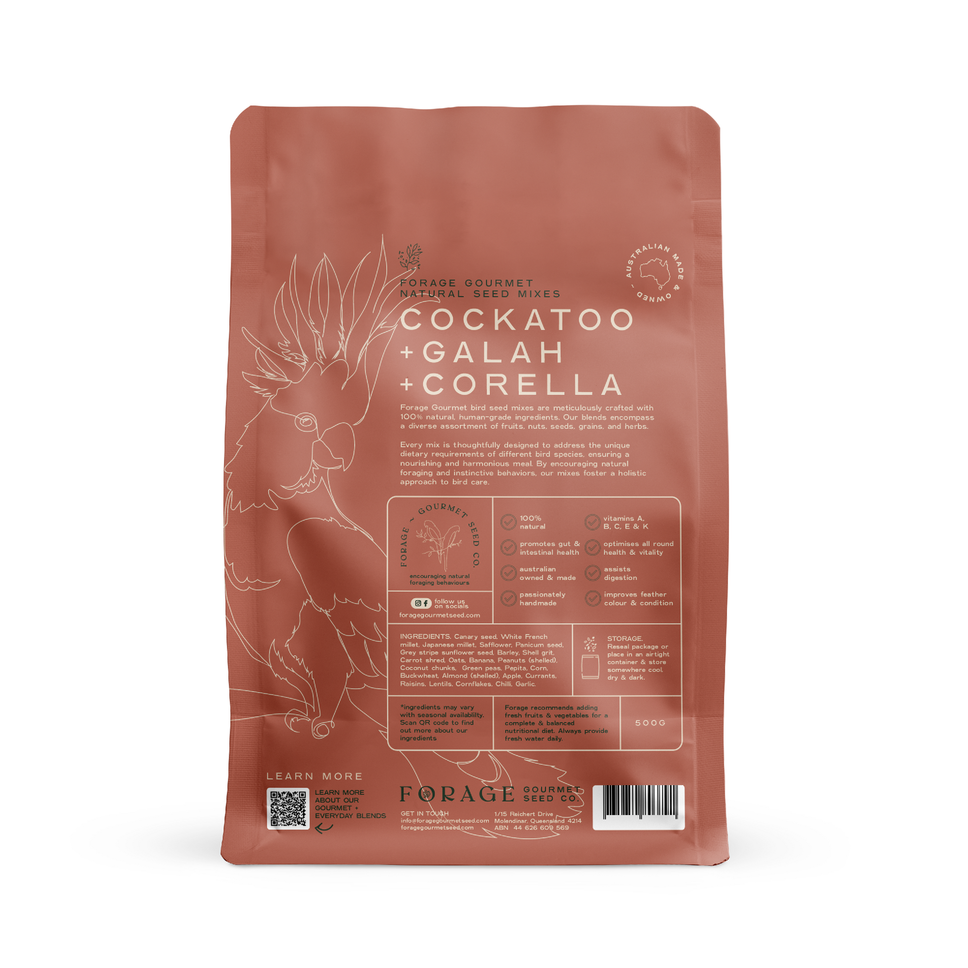 FORAGE COCKATOO, GALLAH & CORELLA 500G