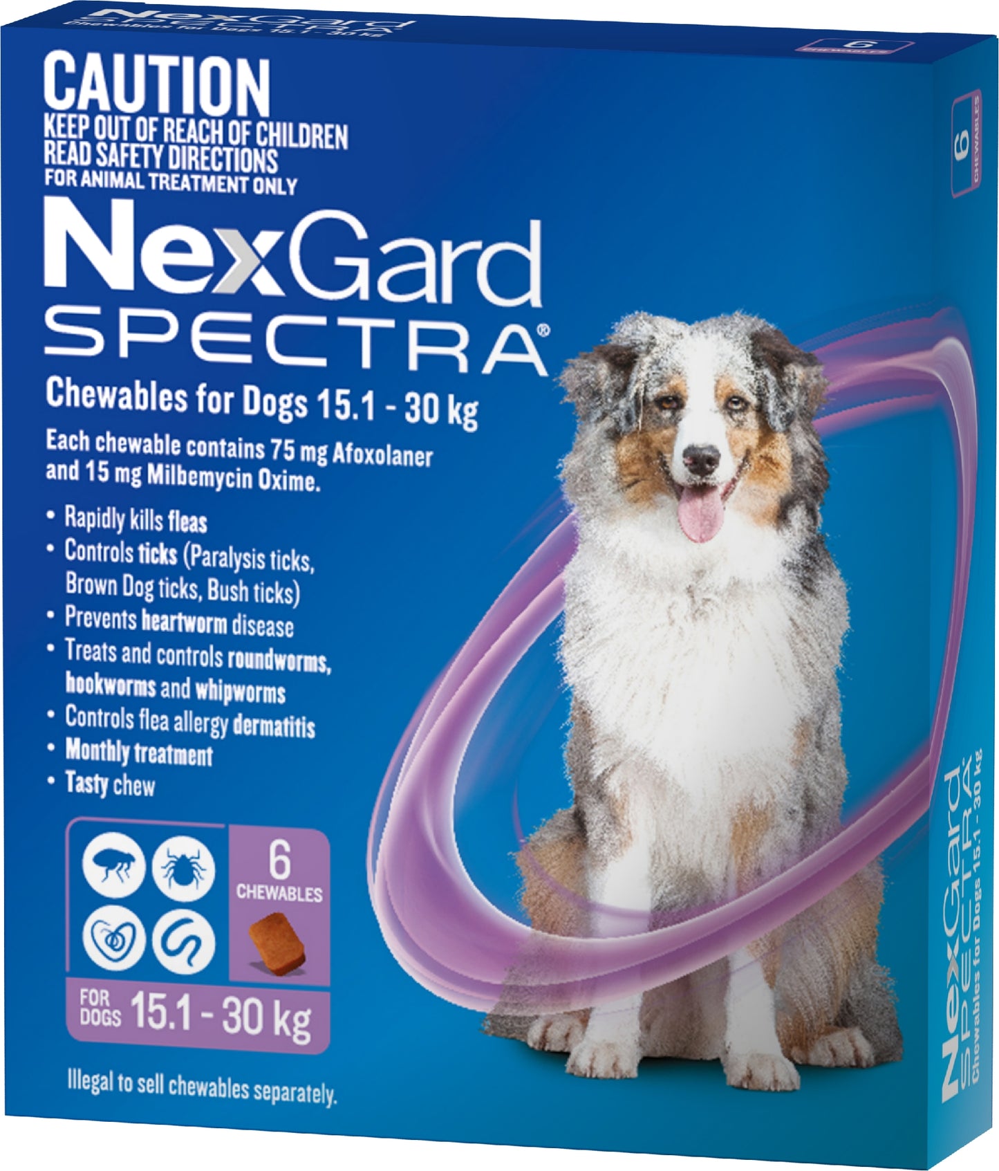 NEXGARD SPECTRA 15.1-30KG 6PK PURPLE