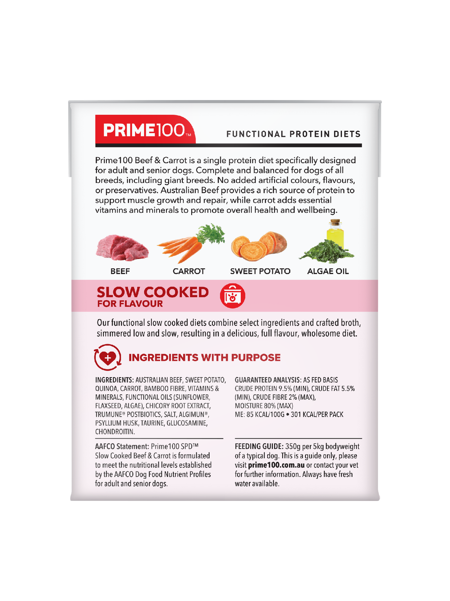 PRIME100 SPD SLOW COOKED BEEF & CARROT 354G