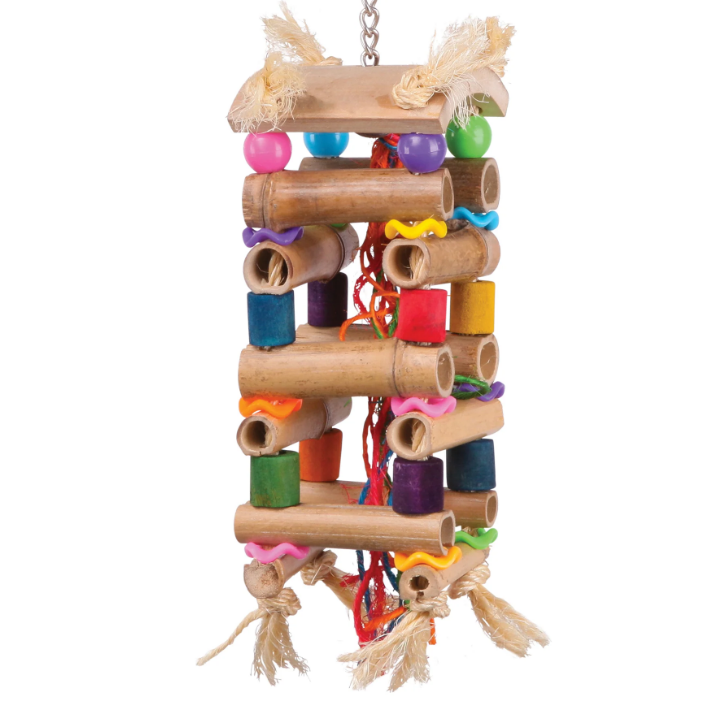 KAZOO BIRD TOY TOWER SISAL & BEADS LARGE
