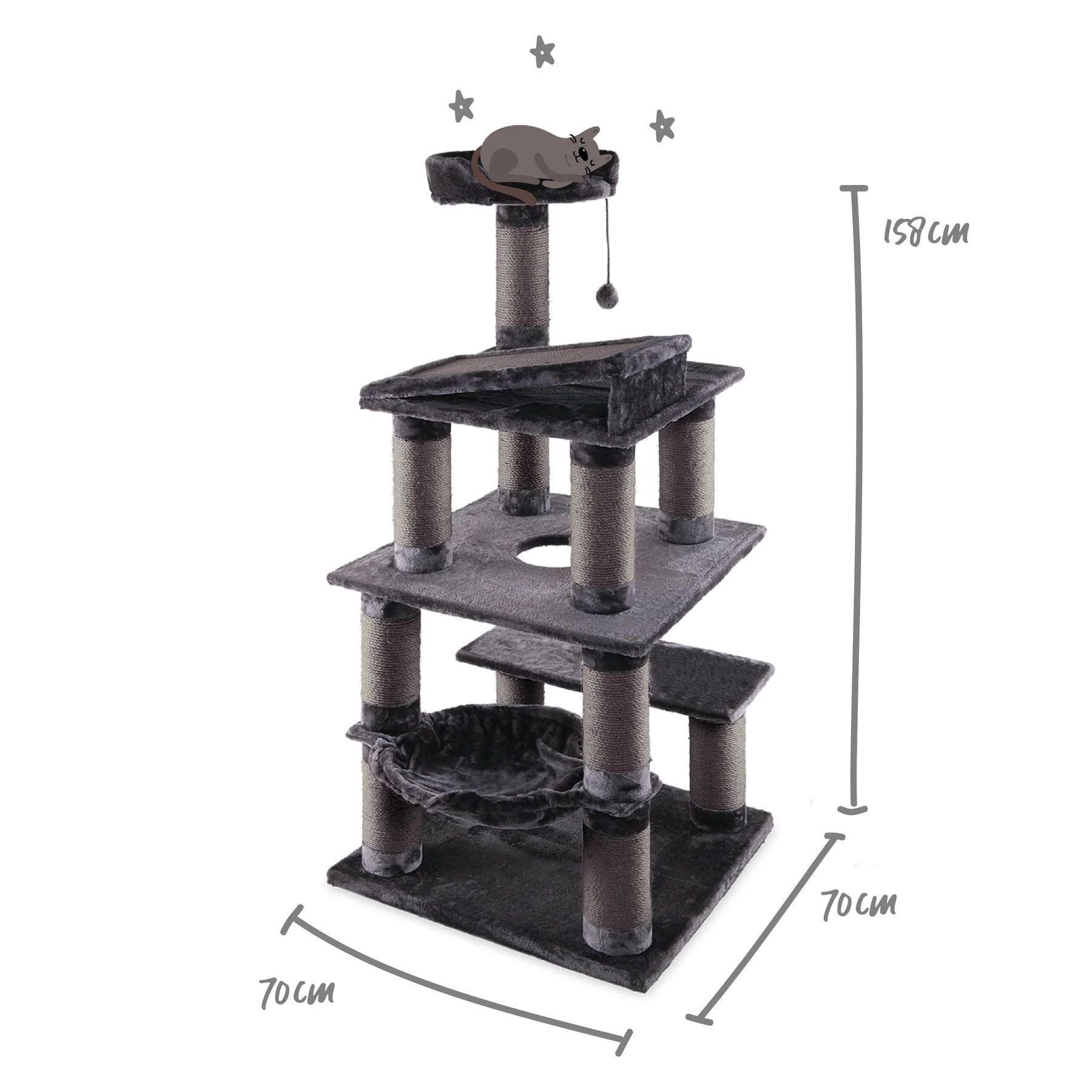 KAZ CAT SCRATCHER 5 LEVEL PLAYGROUND CHARCOAL