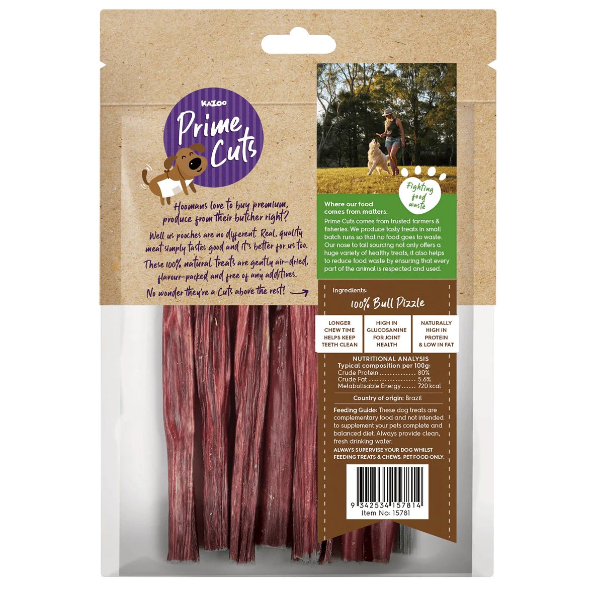 KAZOO PRIME CUTS BEEF BULLY STICKS 20CM 5PK