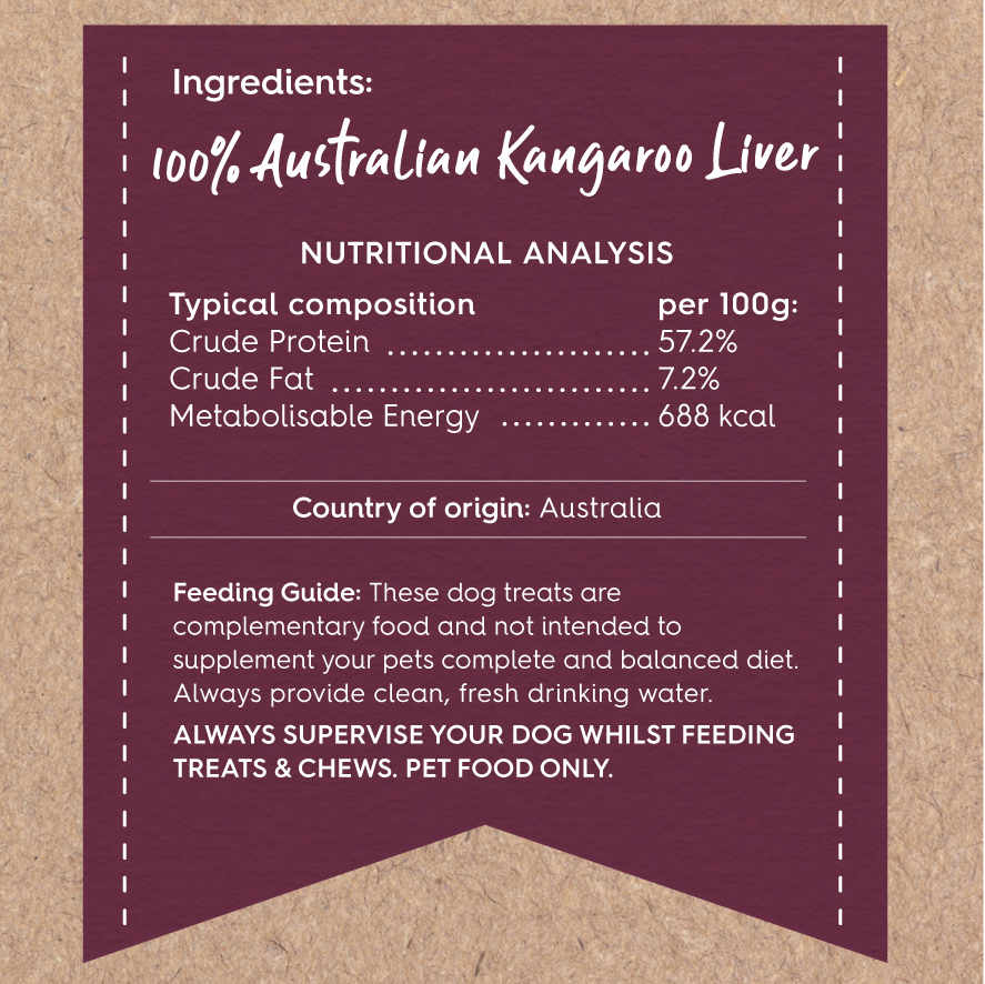 KAZOO PRIME CUTS KANGAROO LIVER CHIPS 220G