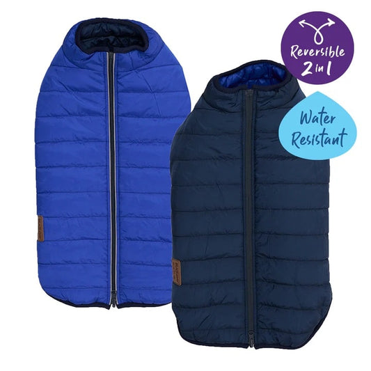 KAZOO COAT PUFFER REVERSIBLE BLUE & NAVY 40CM