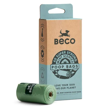 BECO POOP BAGS MINT SCENT LEAK PROOF 60PK