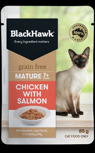 BLACK HAWK FELINE MATURE CHICKEN & SALMON 85G