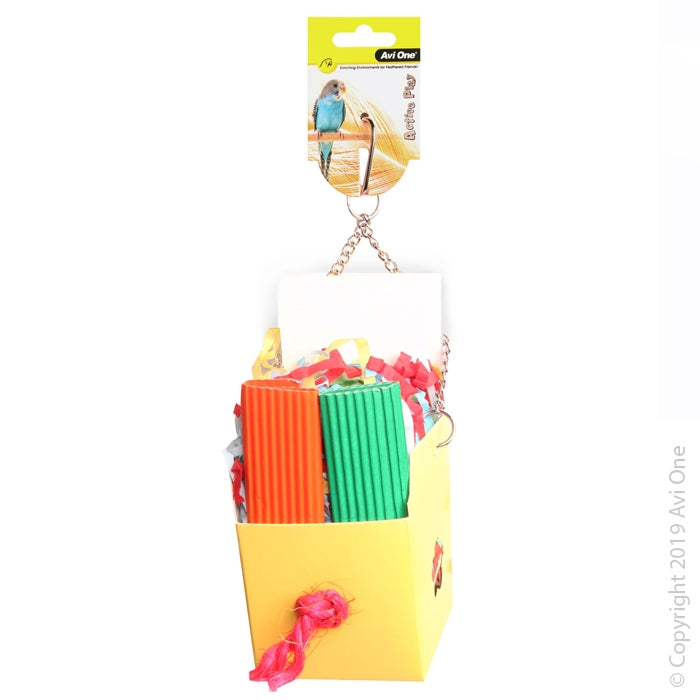 BIRD TOY BOX PAPER & POPSICLES 25CM