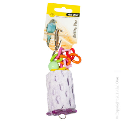 AVO BIRD TOY MINERAL WITH PLASTIC LINKS MEDIUM 15.5CM