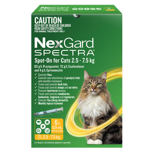 NEXGARD SPECTRA CATS 2.5-7.5kg 6Pk