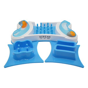 SCREAM 2 IN 1 INTERACTIVE CAT BOWL BLUE