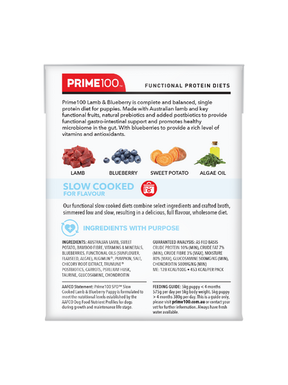 PRIME100 SPD SLOW COOKED LAMB & BLUEBERRY PUPPY 354G