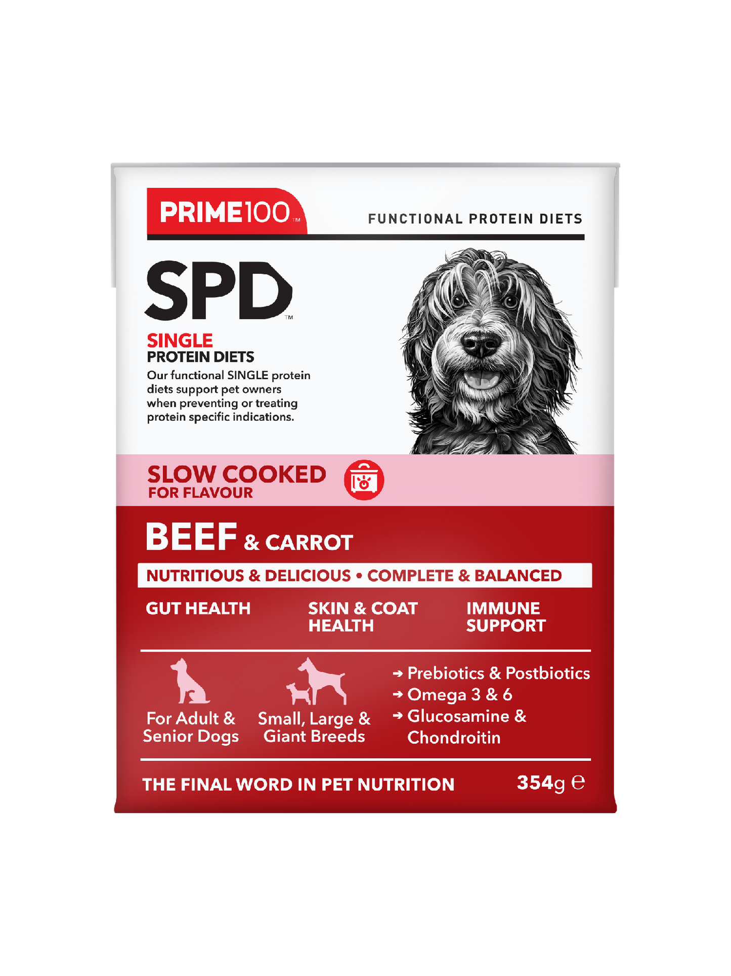 PRIME100 SPD SLOW COOKED BEEF & CARROT 354G