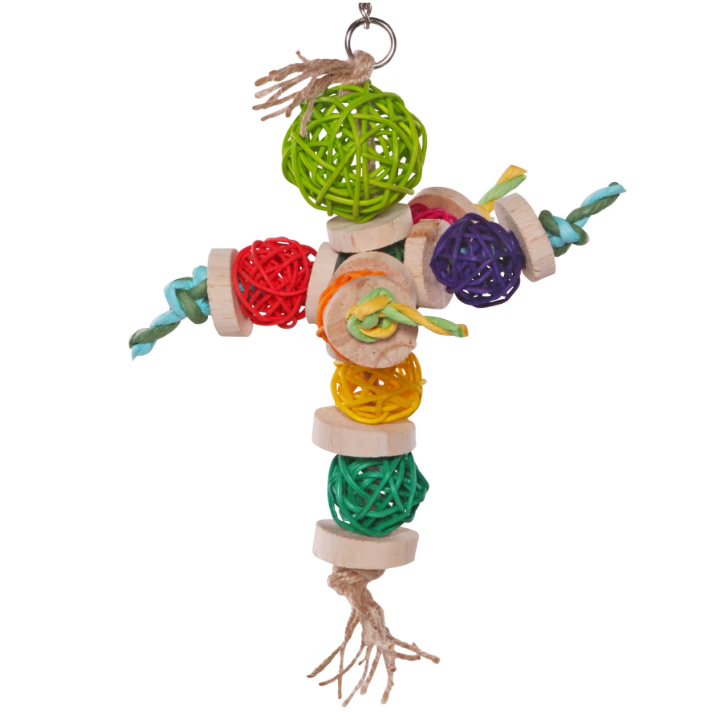 KAZOO BIRD TOY WICKER BALLS W / DECORATION S