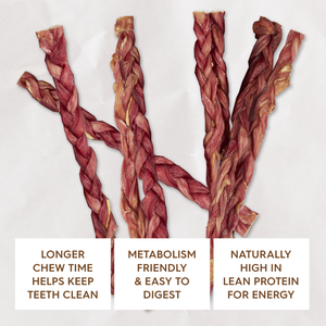 KAZOO PRIME CUTS BRAIDED BEEF BULLY STICKS 20CM 6PK