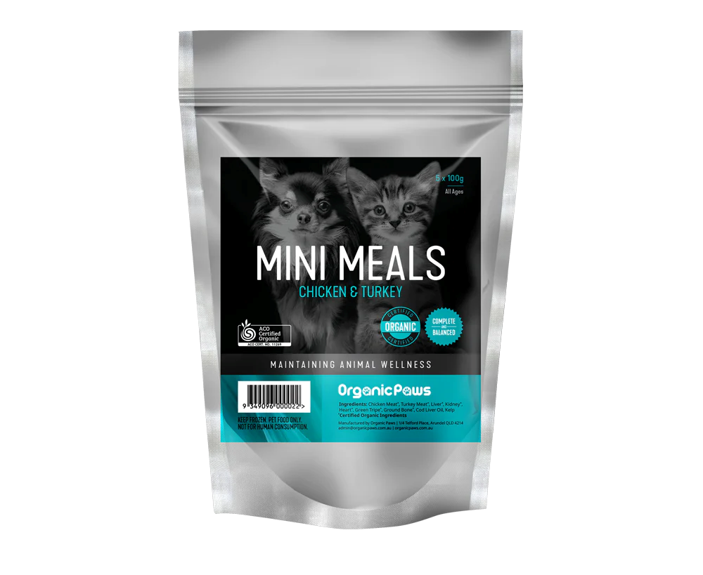 ORGANIC PAWS MINI MEALS CHICKEN & TURKEY 500G