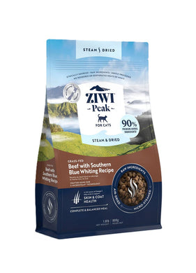 ZIWI CAT FOOD STEAM DRIED BEEF & WHITING 800G