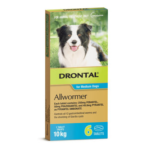 DRONTAL DOG TAB 10KG MED 6PK